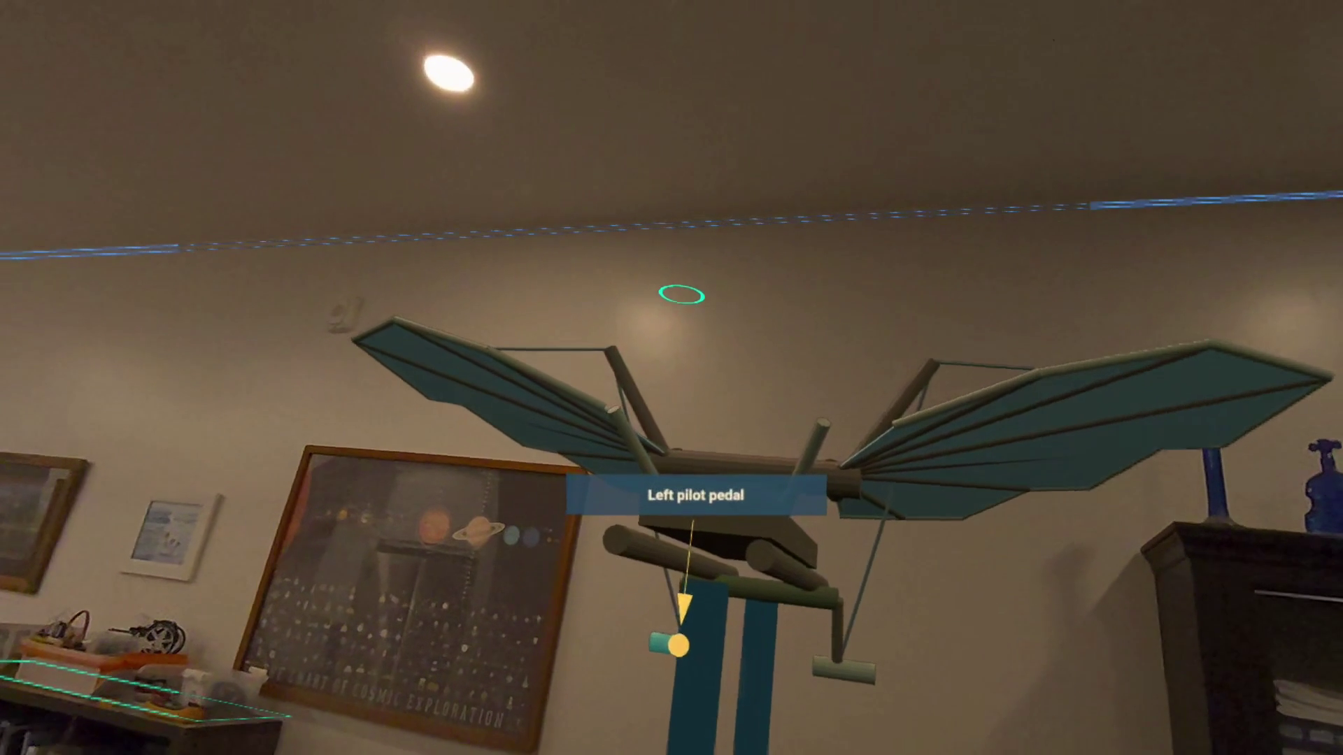 Leonardo’s virtual teaching scene and flying-machine exhibits in Quest mixed reality