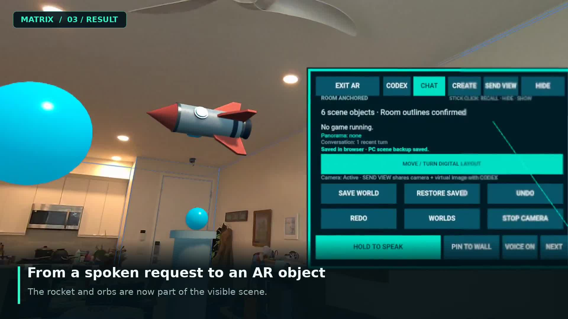 Matrix objects and creation controls in a physical room
