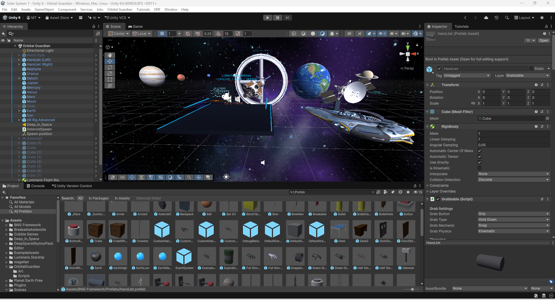 Orbital Guardian scene with space station and planetary environment